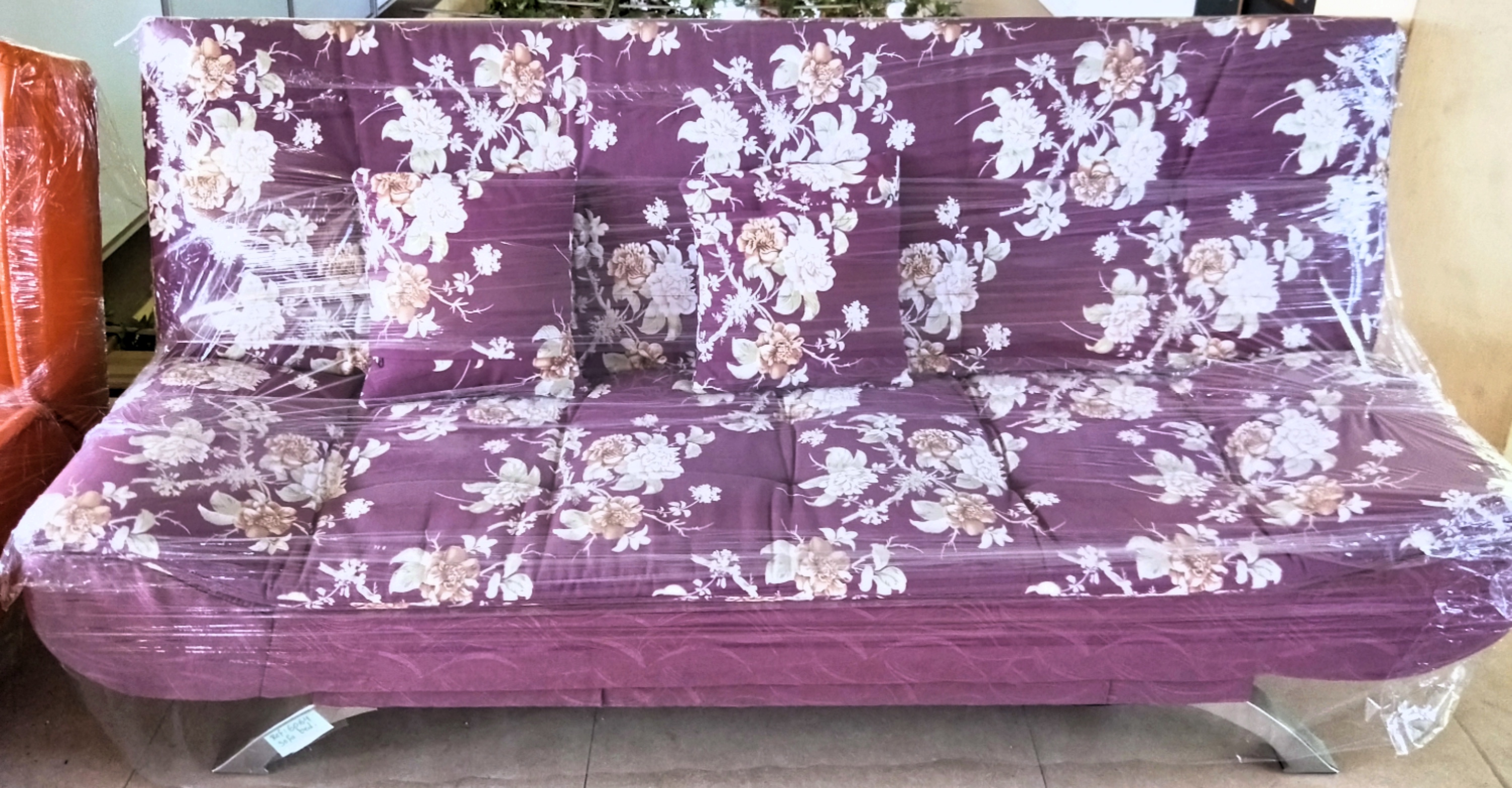 flower motif violet sofa bed